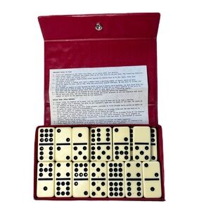 Premium Double Nine Domino Set of 55 in Red Vinyl Case